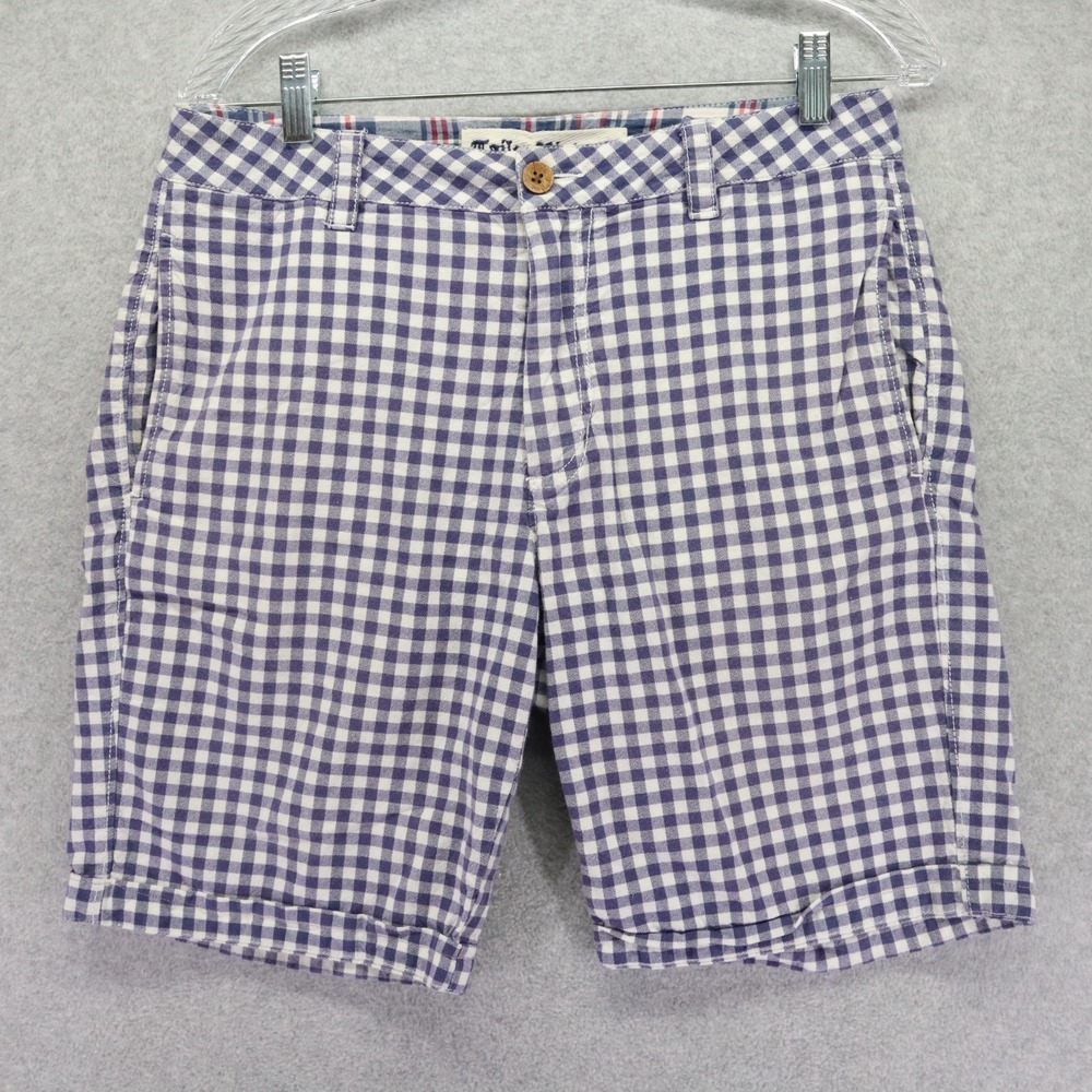 Tailor Vintage Shorts Mens 30 Chino Golf Casual Cotton Flat Front Purple Gingham